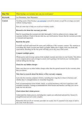 When buying a car warranty, how can you avoid scams_pdf