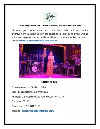 Voice Improvement Classes Boston | Elizabethzabala.com