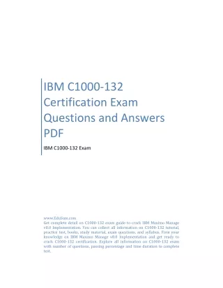 IBM C1000-132 Certification Exam Questions and Answers PDF