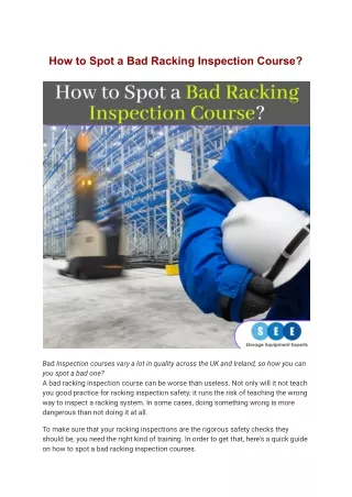How to Spot a Bad Racking Inspection Course?