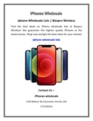 Iphone Wholesale Lots   Bizzpro Wireless