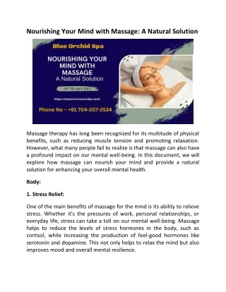 Nourishing Your Mind with Massage A Natural Solution