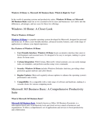 Windows 10 Home vs. Microsoft 365 Business Basic: Which Is Right for You?