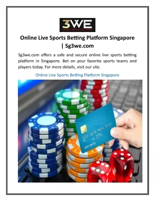 Online Live Sports Betting Platform Singapore  Sg3we....