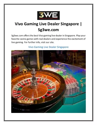 Vivo Gaming Live Dealer Singapore  Sg3we.....