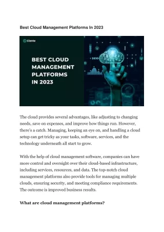 Best Cloud Management Platforms In 2023