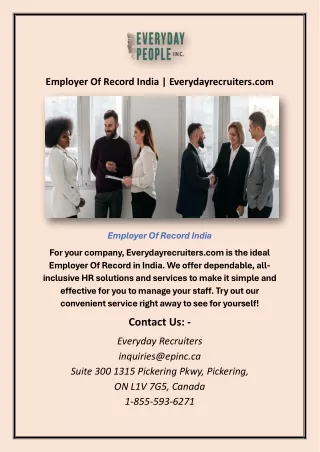 Employer Of Record India | Everydayrecruiters.com