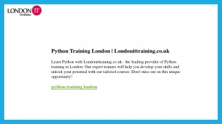 Python Training London  Londonittraining.co.uk