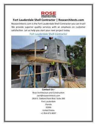 Fort Lauderdale Shell Contractor | Rosearchitects.com