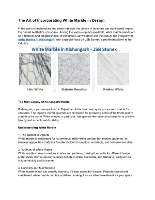 The Art of Incorporating White Marble in Design