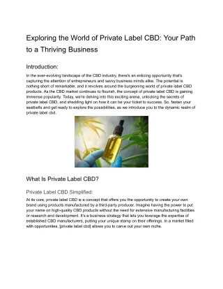 Exploring the World of Private Label CBD_ Your Path to a Thriving Business