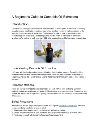 A Beginner's Guide to Cannabis Oil Extractors