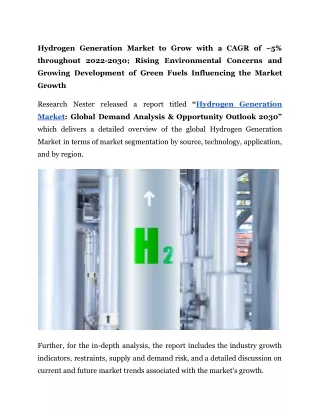 Hydrogen Generation Market