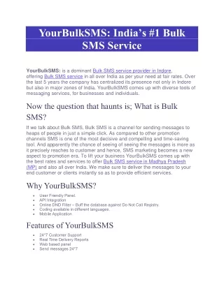 YourBulkSMS India’s #1 Bulk SMS Service