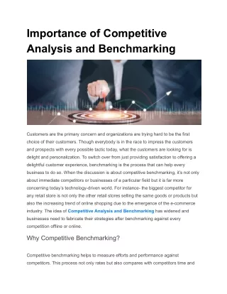 Importance of Competitive Analysis and Benchmarking