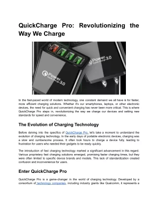 QuickCharge Pro: Revolutionizing the Way We Charge