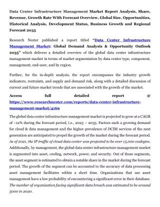 Data Center Infrastructure Management Market Development Status 2035