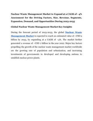 Nuclear Waste Management Market