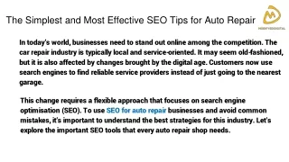 The Simplest and Most Effective SEO Tips for Auto Repair