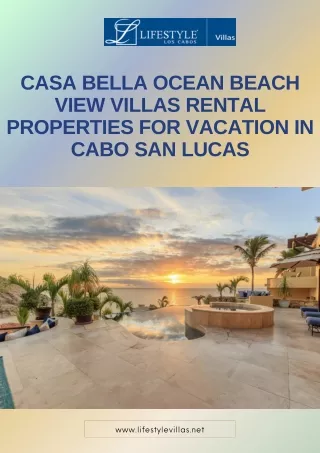 Casa Bella Ocean Beach View Villas Rental Properties for Vacation in Cabo San Lucas