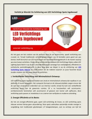 Verlicht je Wereld: De Schittering van LED Verlichtings Spots Ingebouwd