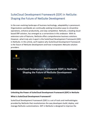 SuiteCloud Development Framework (SDF) in NetSuite Shaping the Future of NetSuite Development