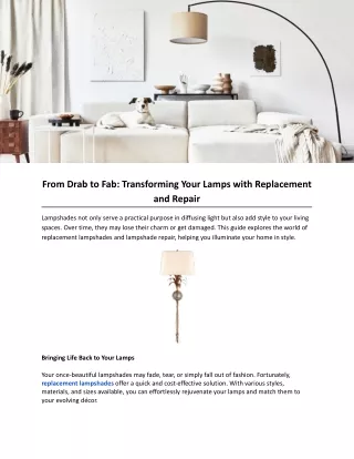 From Drab to Fab: Transforming Your Lamps with Replacement and Repair