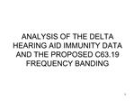 ANALYSIS OF THE DELTA HEARING AID IMMUNITY DATA AND THE PROPOSED ...