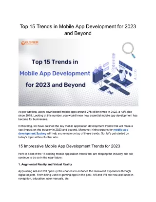 Top 15 Trends in Mobile App Development for 2023 and Beyond
