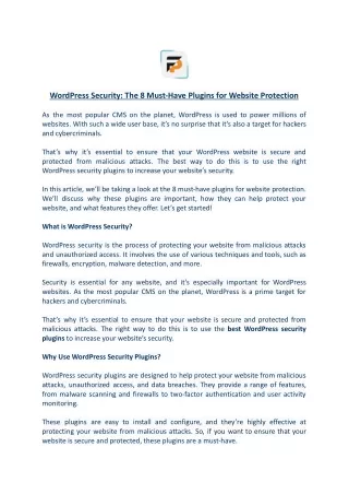 WordPress Security  The 8 Must-Have Plugins for Website Protection