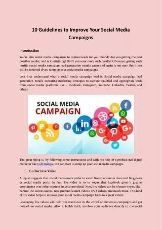 10 Guidelines to Improve Your Social Media Campaigns.