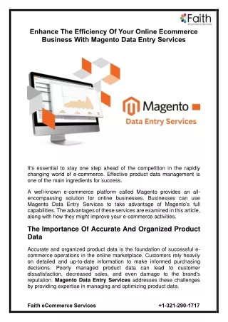 Enhance The Efficiency Of Your Online Ecommerce Business With Magento Data Entry Services