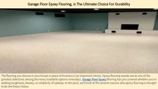 Garage Floor Epoxy Flooring, Is The Ultimate Choice For Durability