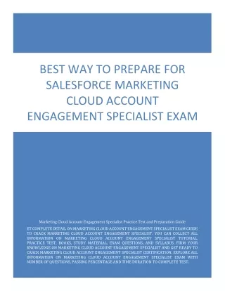 Best Way to Prepare for Salesforce Marketing Cloud Account Engagement Specialist