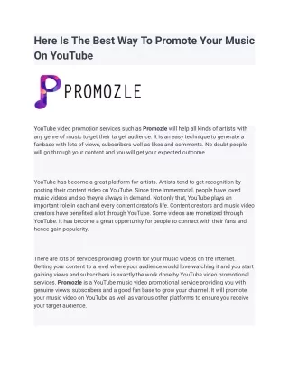 Here Is The Best Way To Promote Your Music