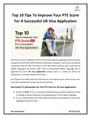 Top 10 Tips To Improve Your PTE Score For A Successful UK Visa Application