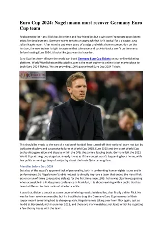 Euro Cup 2024 Nagelsmann must recover Germany Euro Cup team
