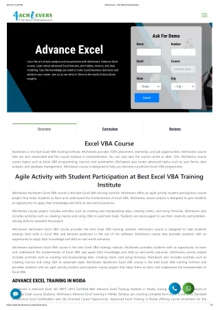 Our best trainer will teach you Excel and VBA Course