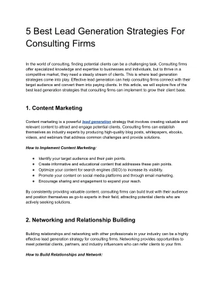 5 Best Lead Generation Strategies For Consulting Firms