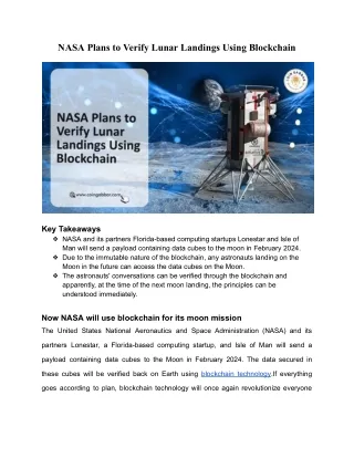 NASA Plans to Verify Lunar Landings Using Blockchain (1)