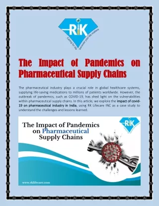 The Impact of Pandemics on Pharmaceutical Supply Chains