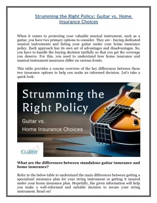 Strumming the Right Policy - Guitar vs. Home Insurance Choices