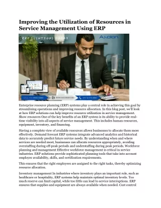 Improving the Utilization of Resources in Service Management Using ERP