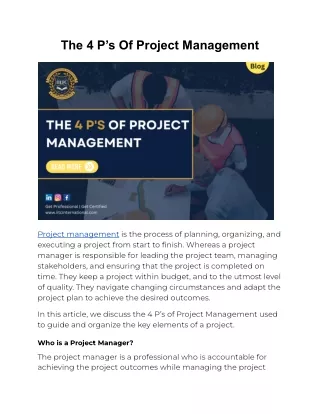 The 4 P’s Of Project Management