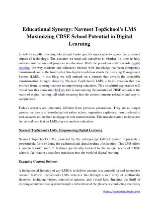 Navneet TopSchool's LMS Maximizing CBSE School Potential in Digital Learning