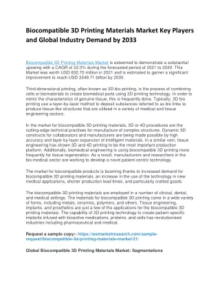 Biocompatible 3D Printing Materials Market