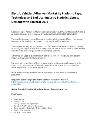 Electric Vehicles Adhesives Market