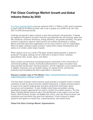 Flat Glass Coatings Market