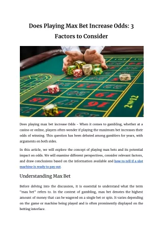 Does Playing Max Bet Increase Odds: 3 Factors to Consider