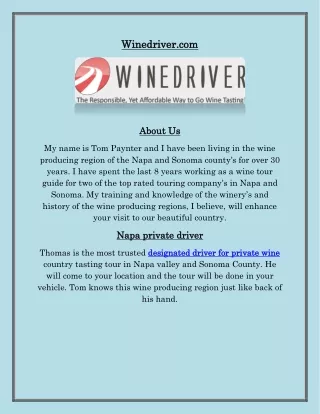 Driver sonoma wine country